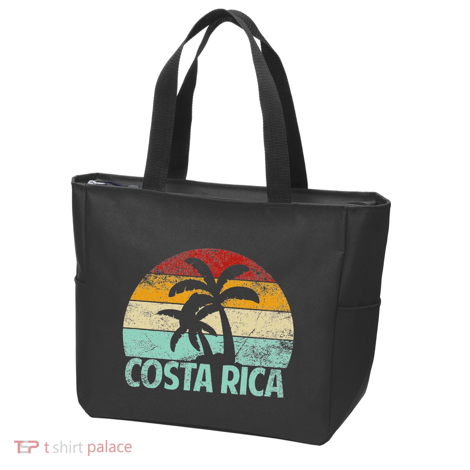 Costa Rica Beach Sunset Palm Tree Retro Vacation Costa Rica Tote Bag
