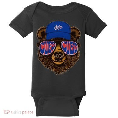 Cool Retro Cubs Bear Baby Bodysuit