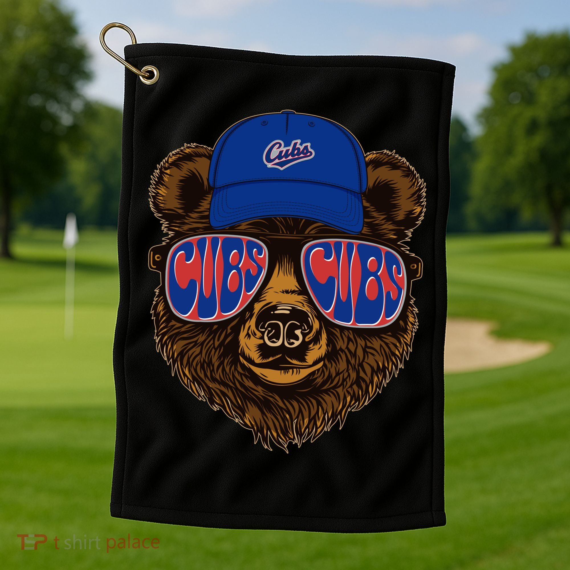Cool Retro Cubs Bear Golf Towel
