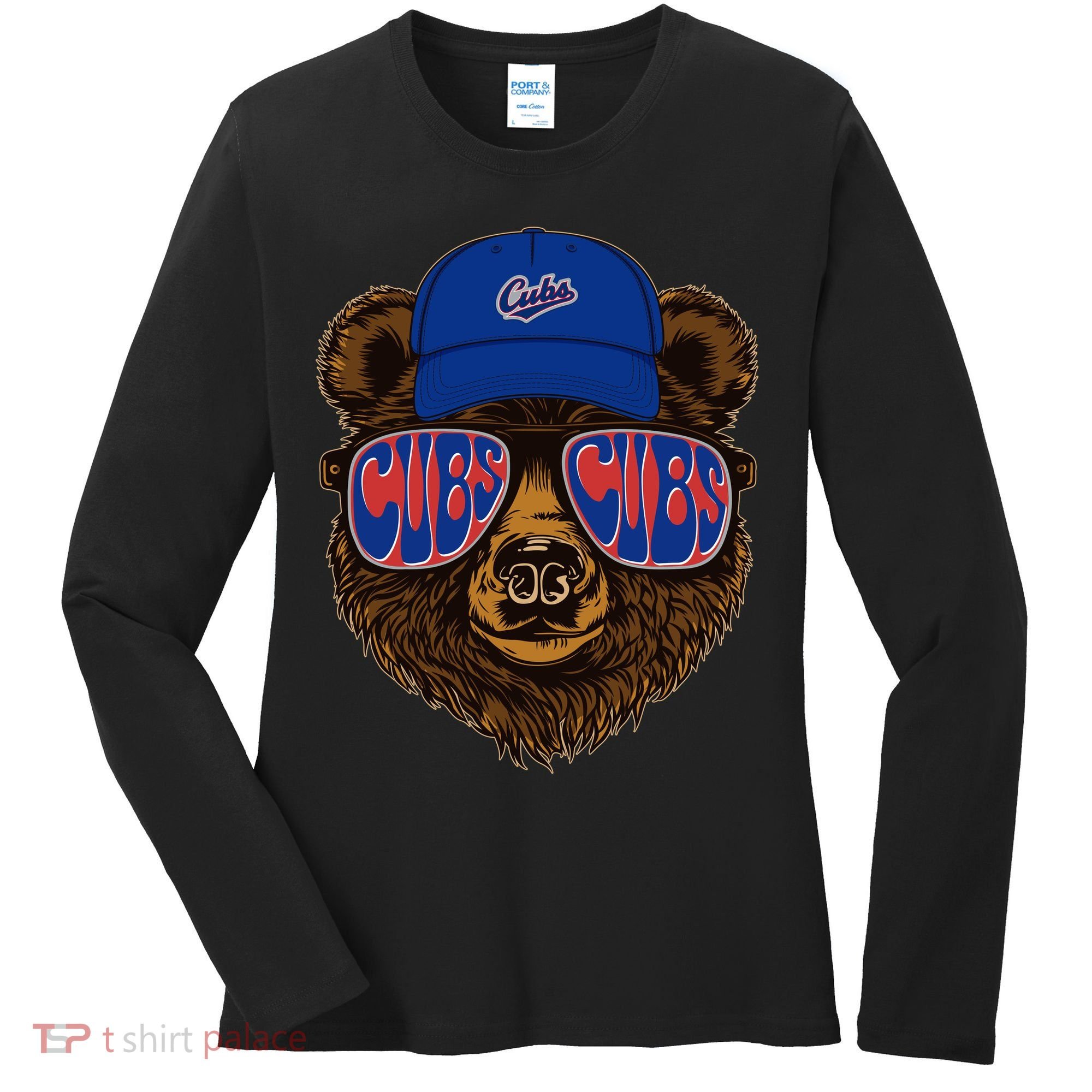 Cool Retro Cubs Bear Women's Long Sleeve Shirt