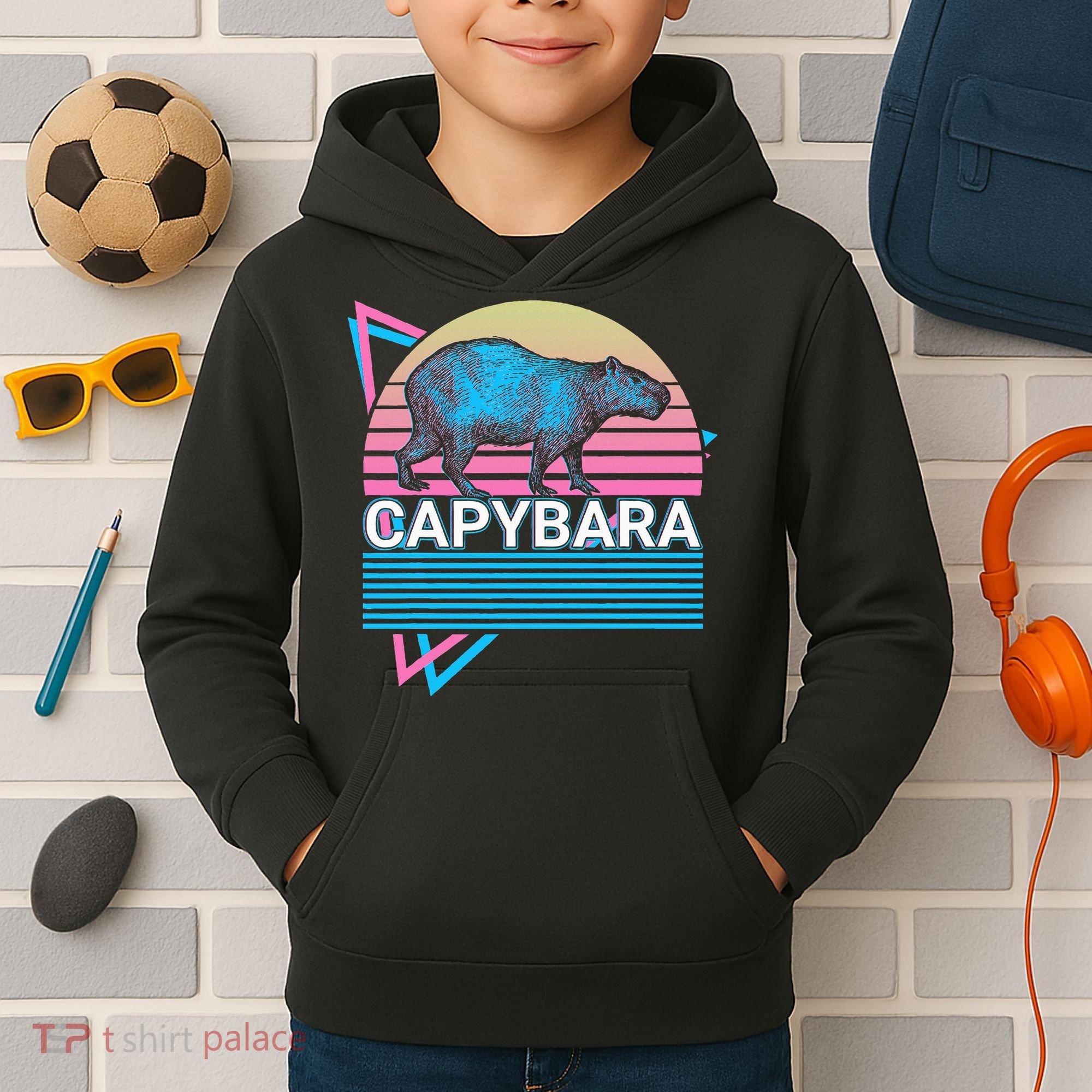 Capybara Retro Kids Hoodie