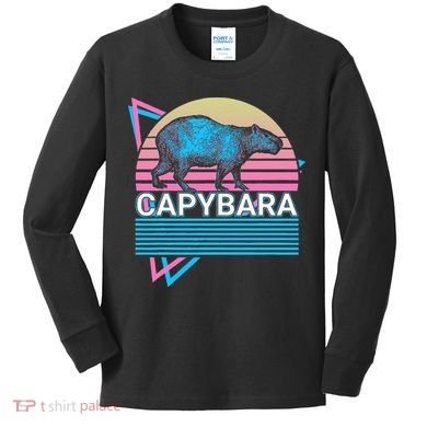 Capybara Retro Kids Long Sleeve Shirt
