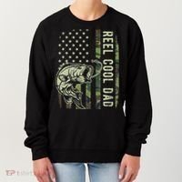 Cute Reel Cool Dad Camouflage American Flag Fathers Day Women's Sweatshirt thumb 0