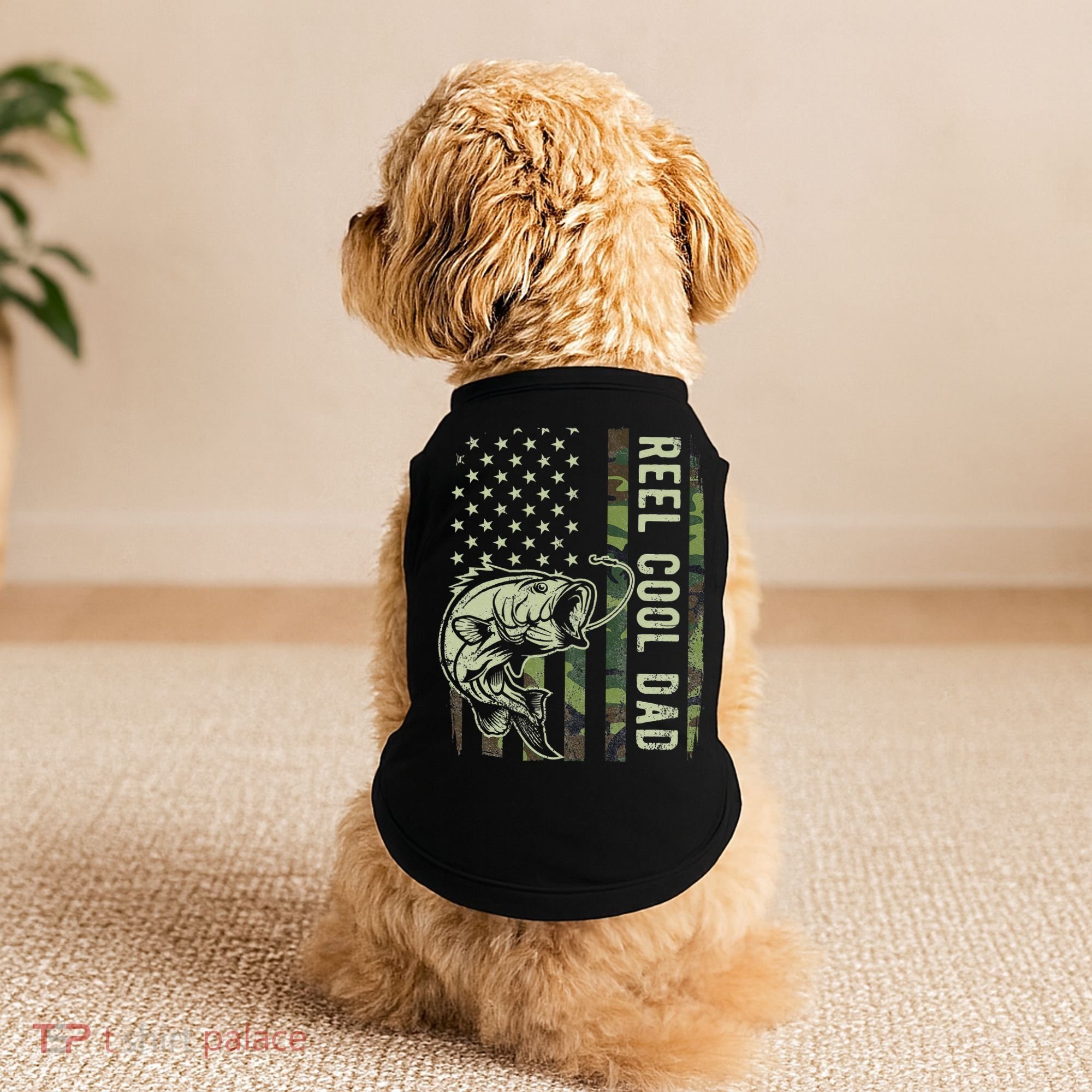 Cute Reel Cool Dad Camouflage American Flag Fathers Day Doggie Tank
