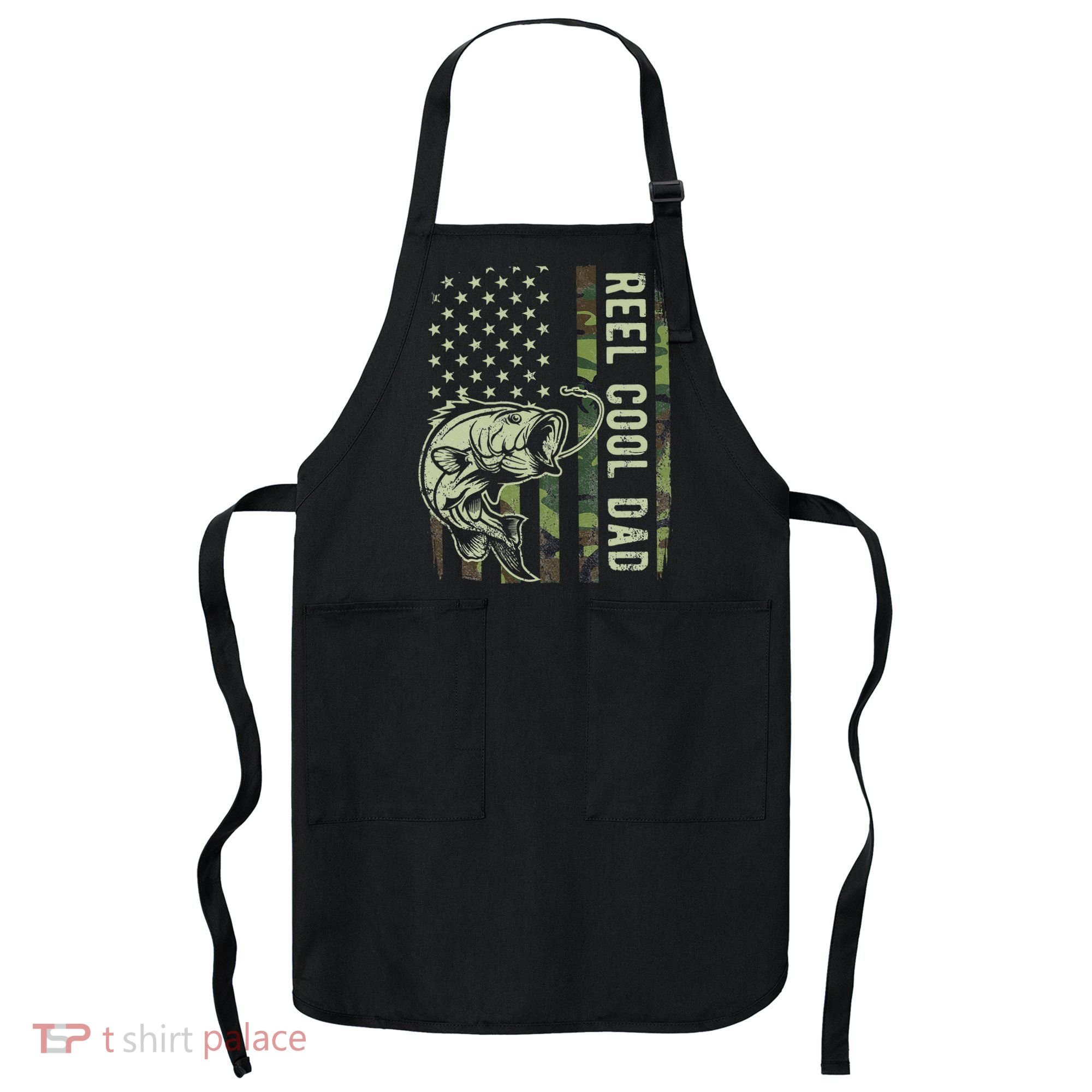Cute Reel Cool Dad Camouflage American Flag Fathers Day Apron