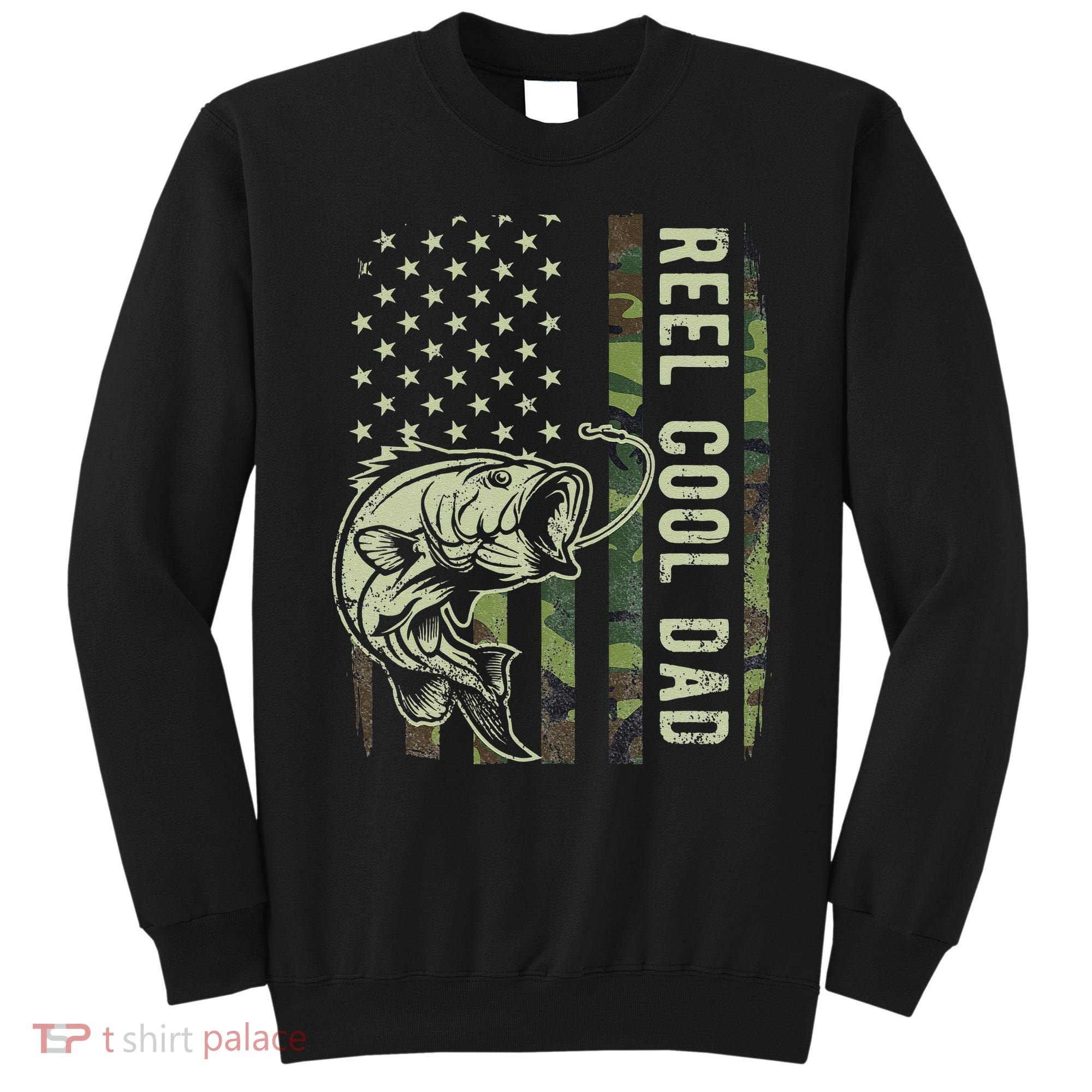 Cute Reel Cool Dad Camouflage American Flag Fathers Day Sweatshirt
