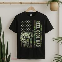 Cute Reel Cool Dad Camouflage American Flag Fathers Day T-Shirt thumb 2