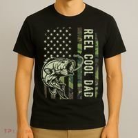 Cute Reel Cool Dad Camouflage American Flag Fathers Day T-Shirt thumb 3