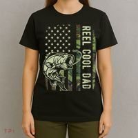 Cute Reel Cool Dad Camouflage American Flag Fathers Day T-Shirt thumb 4