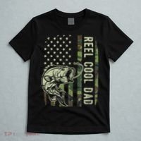 Cute Reel Cool Dad Camouflage American Flag Fathers Day T-Shirt thumb 5