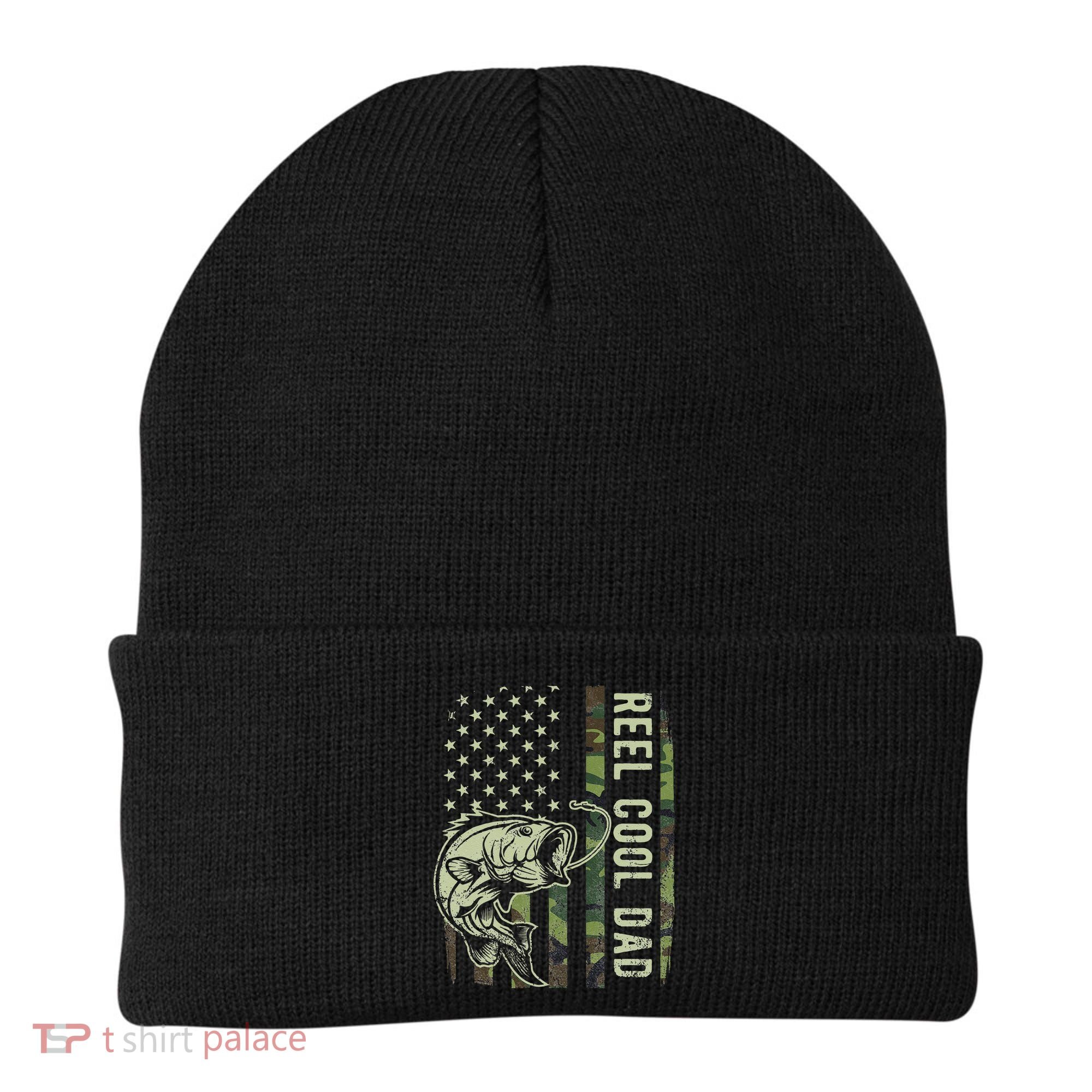 Cute Reel Cool Dad Camouflage American Flag Fathers Day Beanie