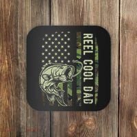 Cute Reel Cool Dad Camouflage American Flag Fathers Day Coaster thumb 0