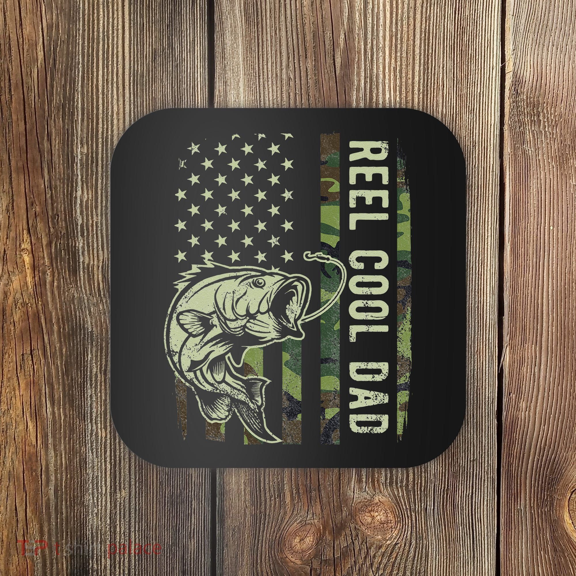 Cute Reel Cool Dad Camouflage American Flag Fathers Day Coaster