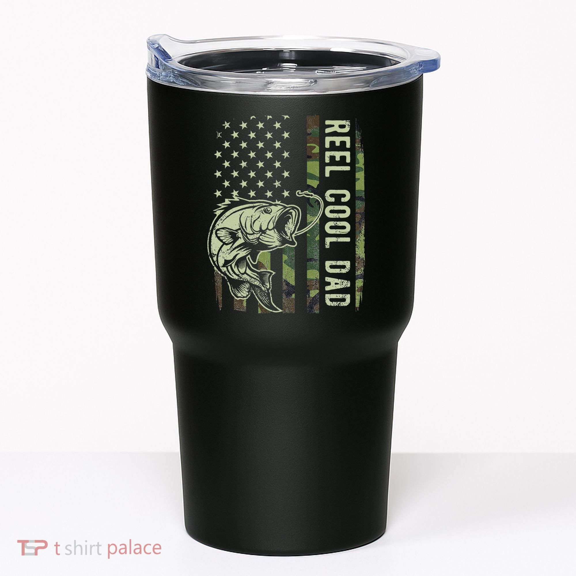 Cute Reel Cool Dad Camouflage American Flag Fathers Day Tumbler