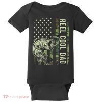 Cute Reel Cool Dad Camouflage American Flag Fathers Day Baby Bodysuit thumb 0