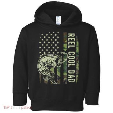 Cute Reel Cool Dad Camouflage American Flag Fathers Day Toddler Hoodie