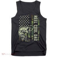 Cute Reel Cool Dad Camouflage American Flag Fathers Day Tank Top thumb 0