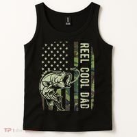 Cute Reel Cool Dad Camouflage American Flag Fathers Day Tank Top thumb 2