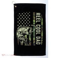 Cute Reel Cool Dad Camouflage American Flag Fathers Day Golf Towel thumb 0