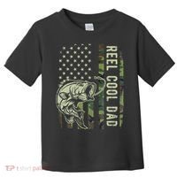 Cute Reel Cool Dad Camouflage American Flag Fathers Day Toddler T-Shirt thumb 0