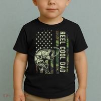 Cute Reel Cool Dad Camouflage American Flag Fathers Day Toddler T-Shirt thumb 2