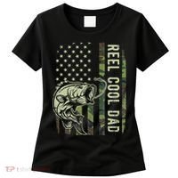 Cute Reel Cool Dad Camouflage American Flag Fathers Day Women's T-Shirt thumb 0