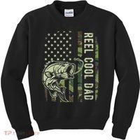 Cute Reel Cool Dad Camouflage American Flag Fathers Day Kids Sweatshirt thumb 0