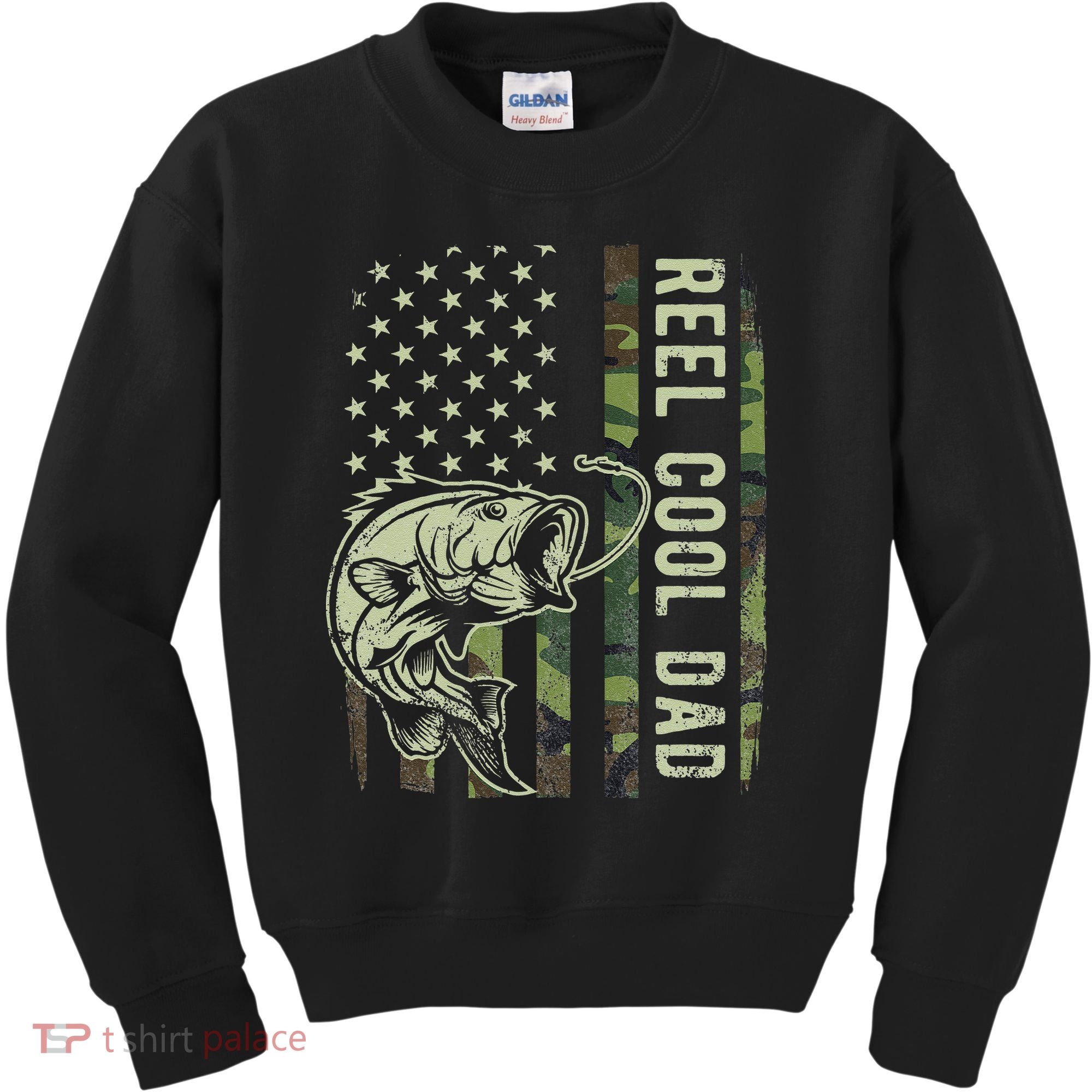 Cute Reel Cool Dad Camouflage American Flag Fathers Day Kids Sweatshirt