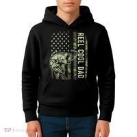 Cute Reel Cool Dad Camouflage American Flag Fathers Day Kids Hoodie thumb 4