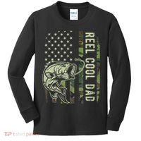 Cute Reel Cool Dad Camouflage American Flag Fathers Day Kids Long Sleeve Shirt thumb 0