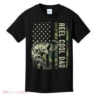 Cute Reel Cool Dad Camouflage American Flag Fathers Day Kids T-Shirt thumb 0