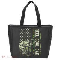 Cute Reel Cool Dad Camouflage American Flag Fathers Day Tote Bag thumb 0