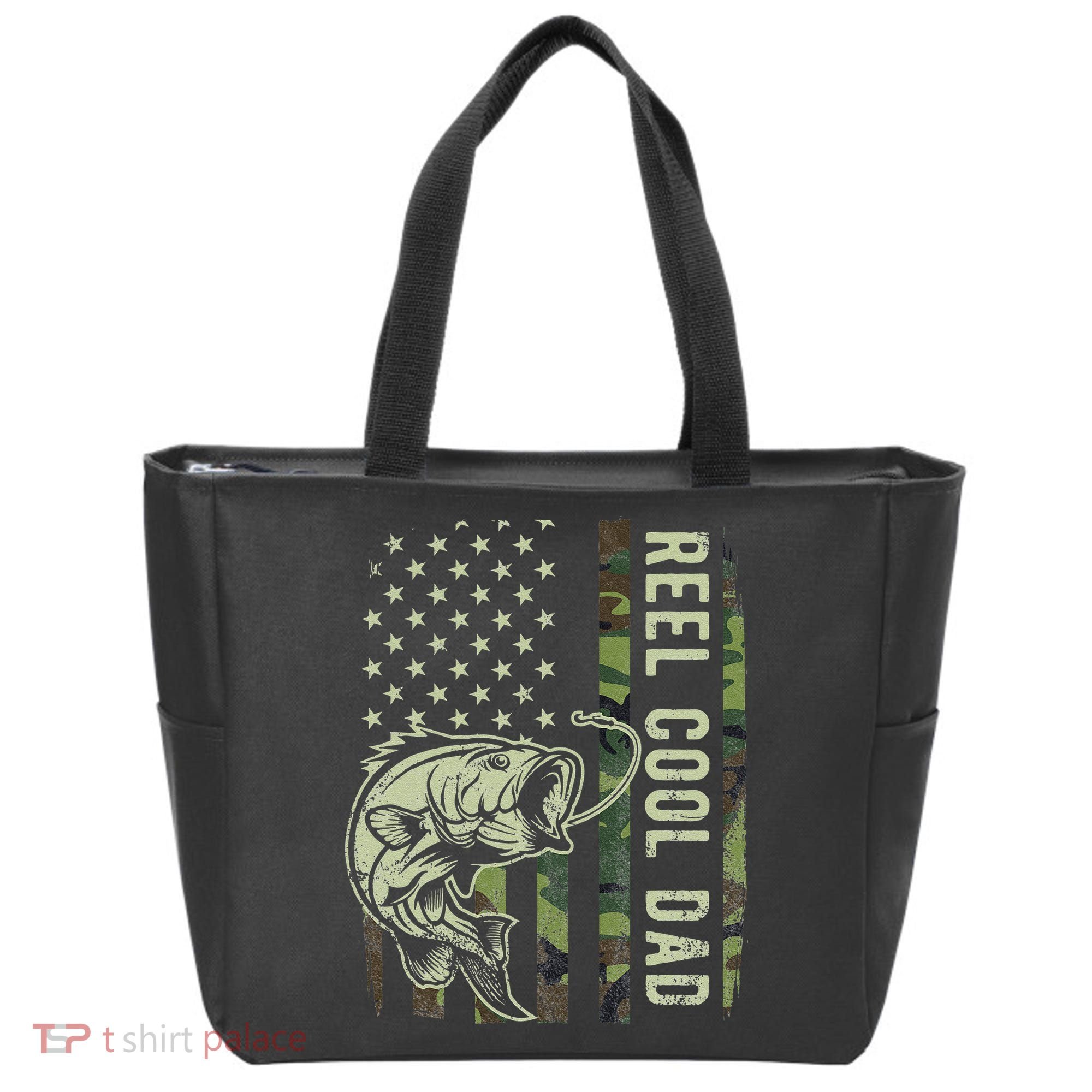 Cute Reel Cool Dad Camouflage American Flag Fathers Day Tote Bag