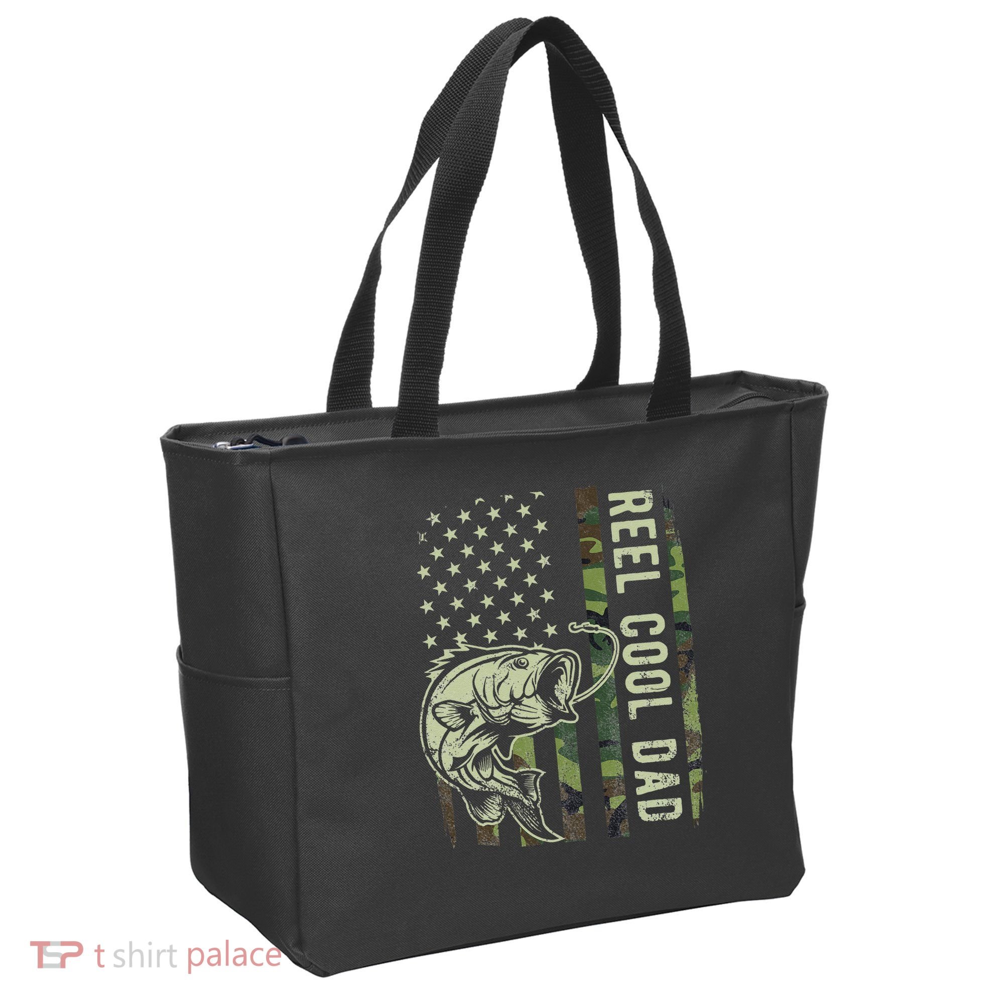 Cute Reel Cool Dad Camouflage American Flag Fathers Day Tote Bag