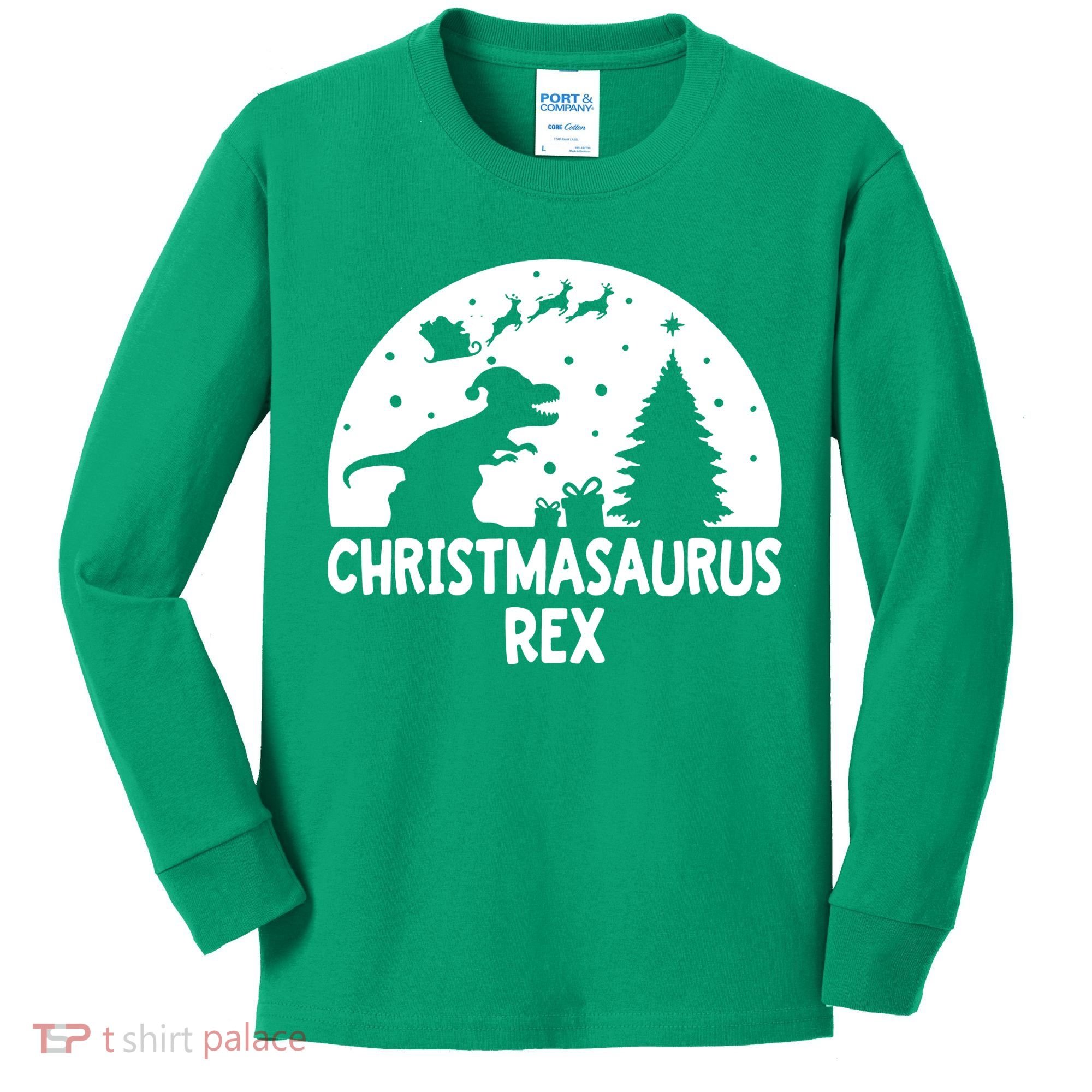 Christmasaurus Rex Kids Long Sleeve Shirt