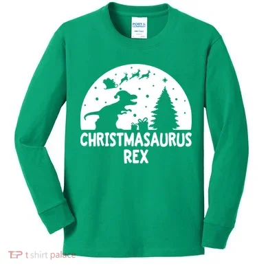 Christmasaurus Rex Kids Long Sleeve Shirt