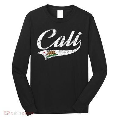 California Republic CA Vintage Distressed Design CALI Long Sleeve Shirt