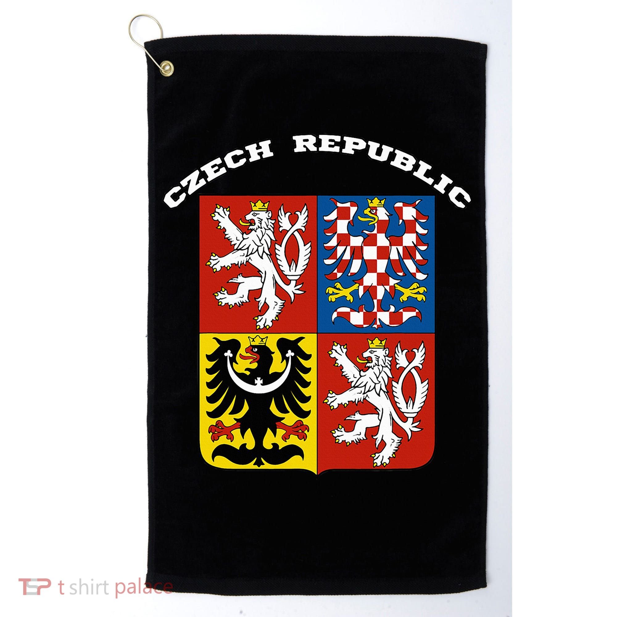 Czech Republic Coat Of Arms Flag Souvenir Prague Golf Towel