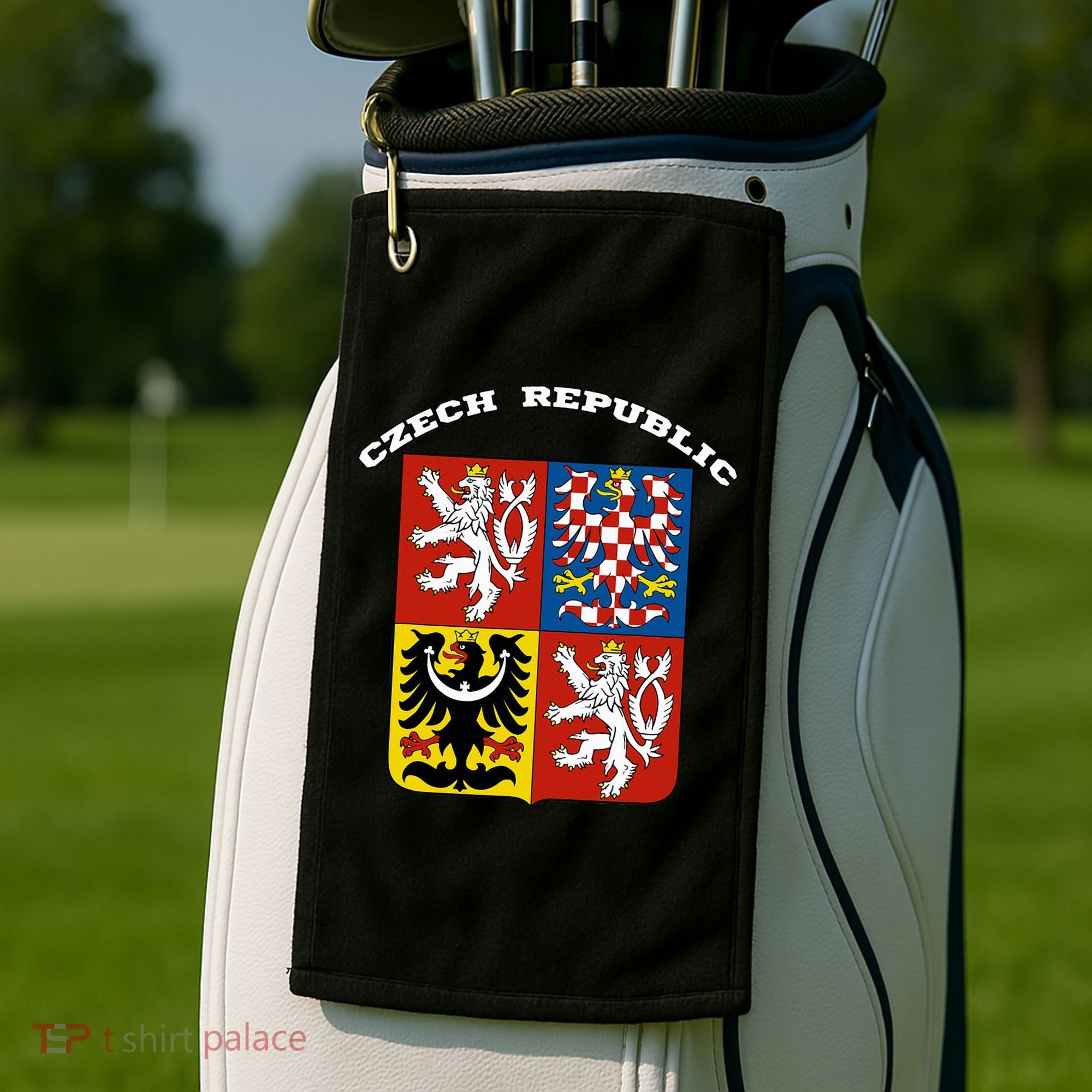 Czech Republic Coat Of Arms Flag Souvenir Prague Golf Towel