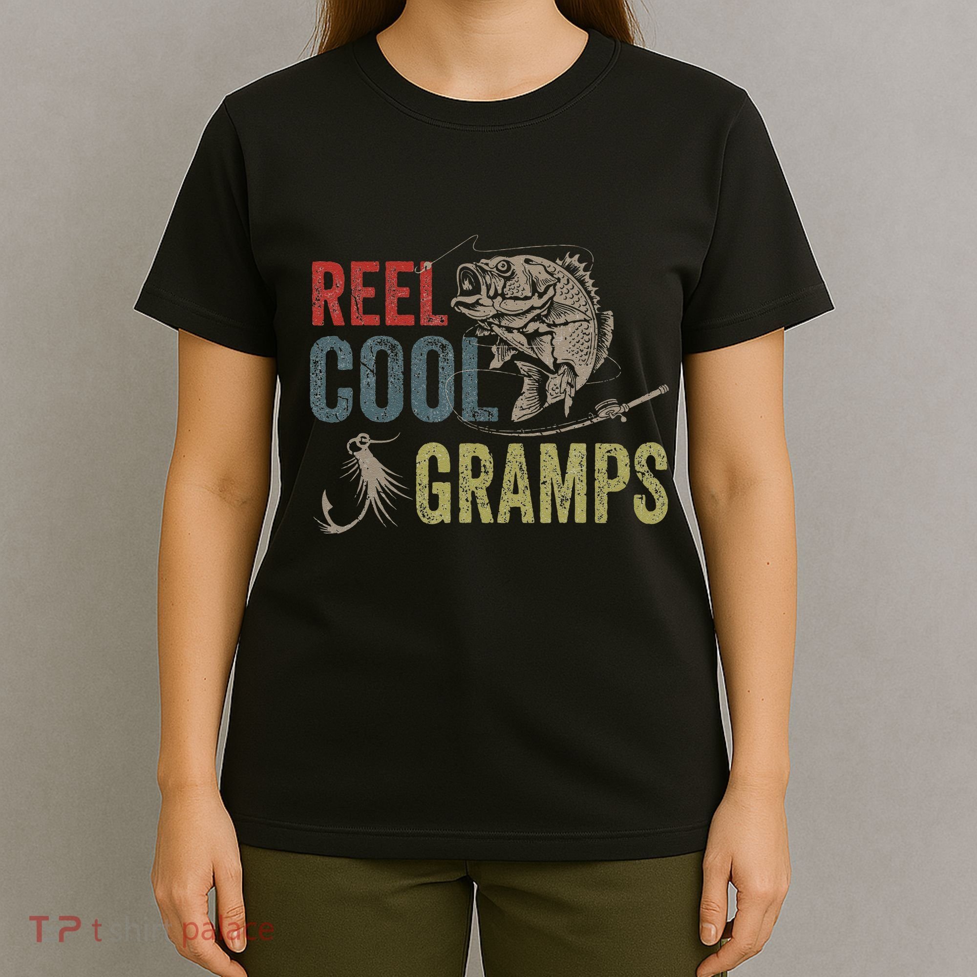 Cute Reel Cool Gramps Fishing Fathers Day Gift T-Shirt