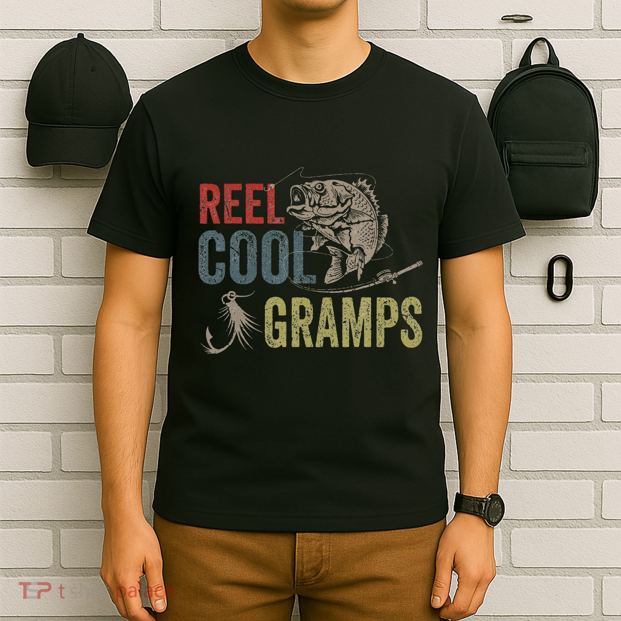 Cute Reel Cool Gramps Fishing Fathers Day Gift T-Shirt