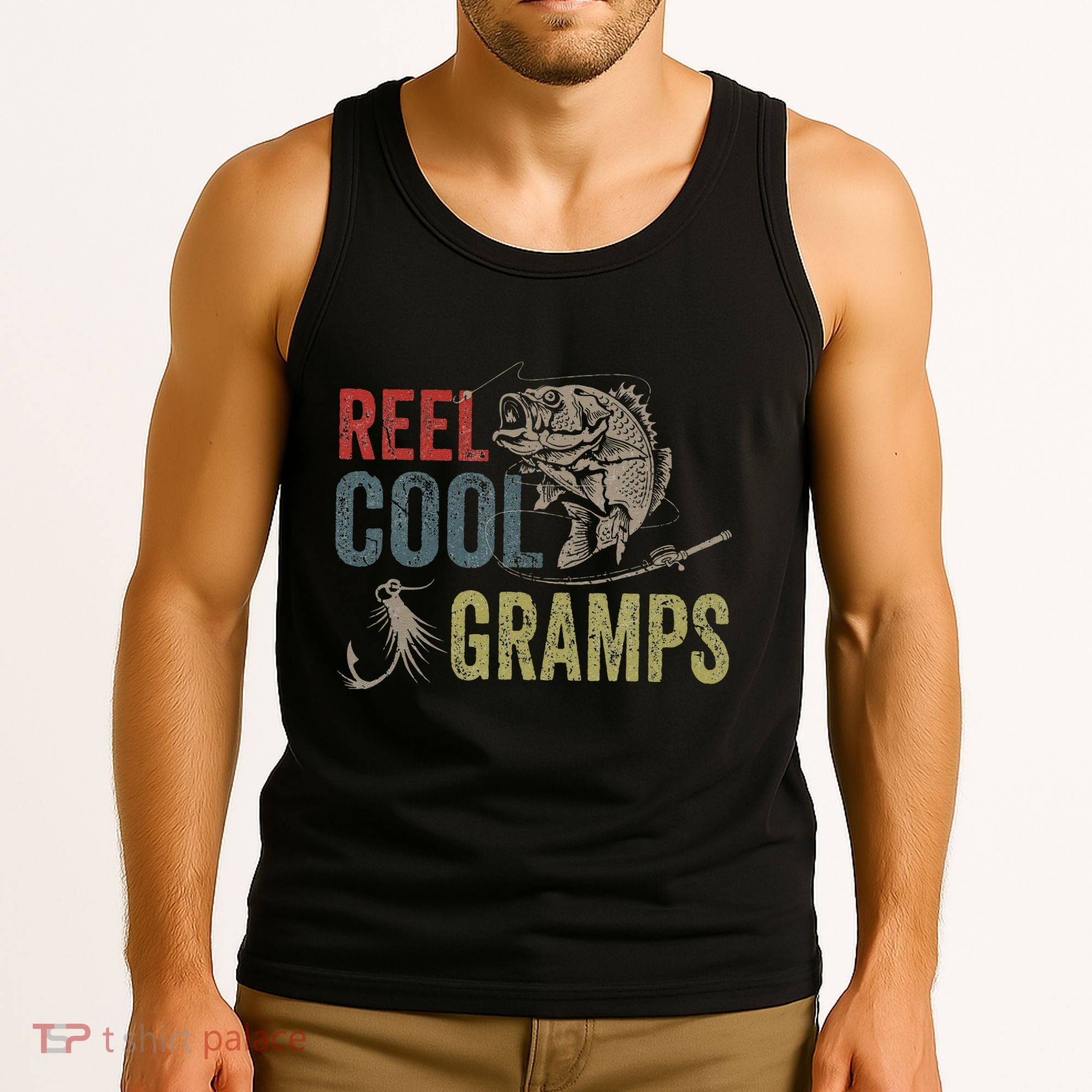 Cute Reel Cool Gramps Fishing Fathers Day Gift Tank Top