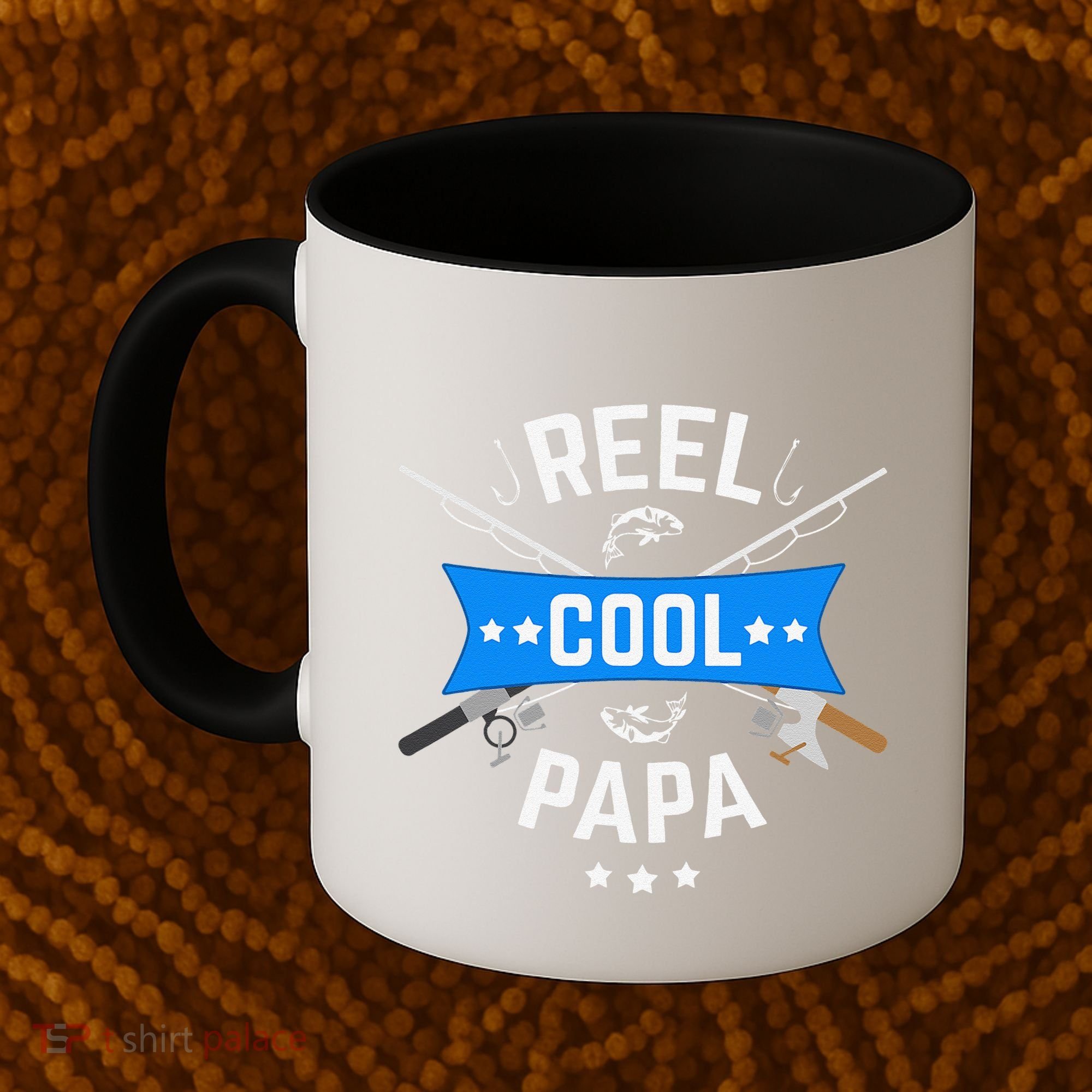 Cute Reel Cool Papa Cute Fishing Dad Birthday Gift Coffee Mug