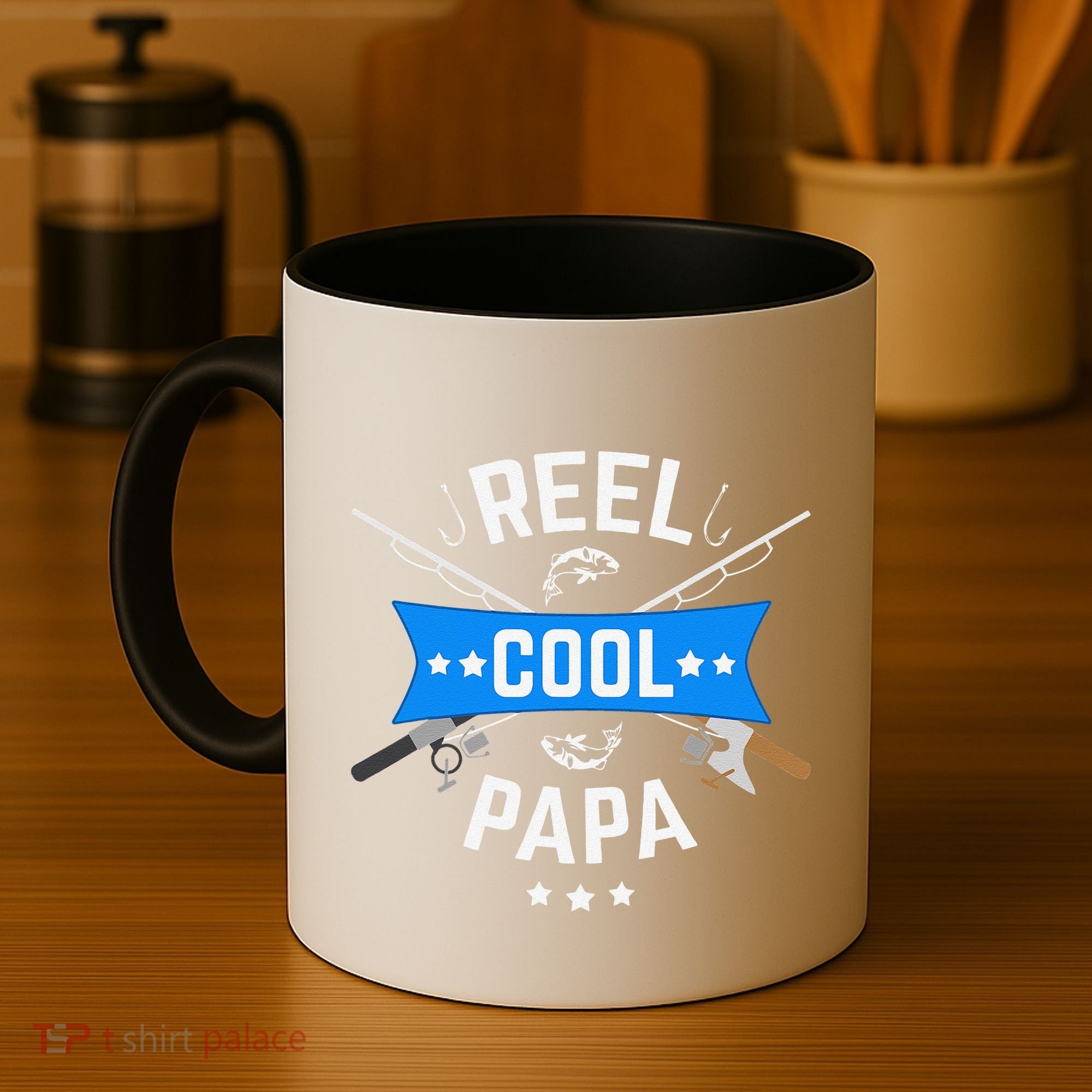 Cute Reel Cool Papa Cute Fishing Dad Birthday Gift Coffee Mug