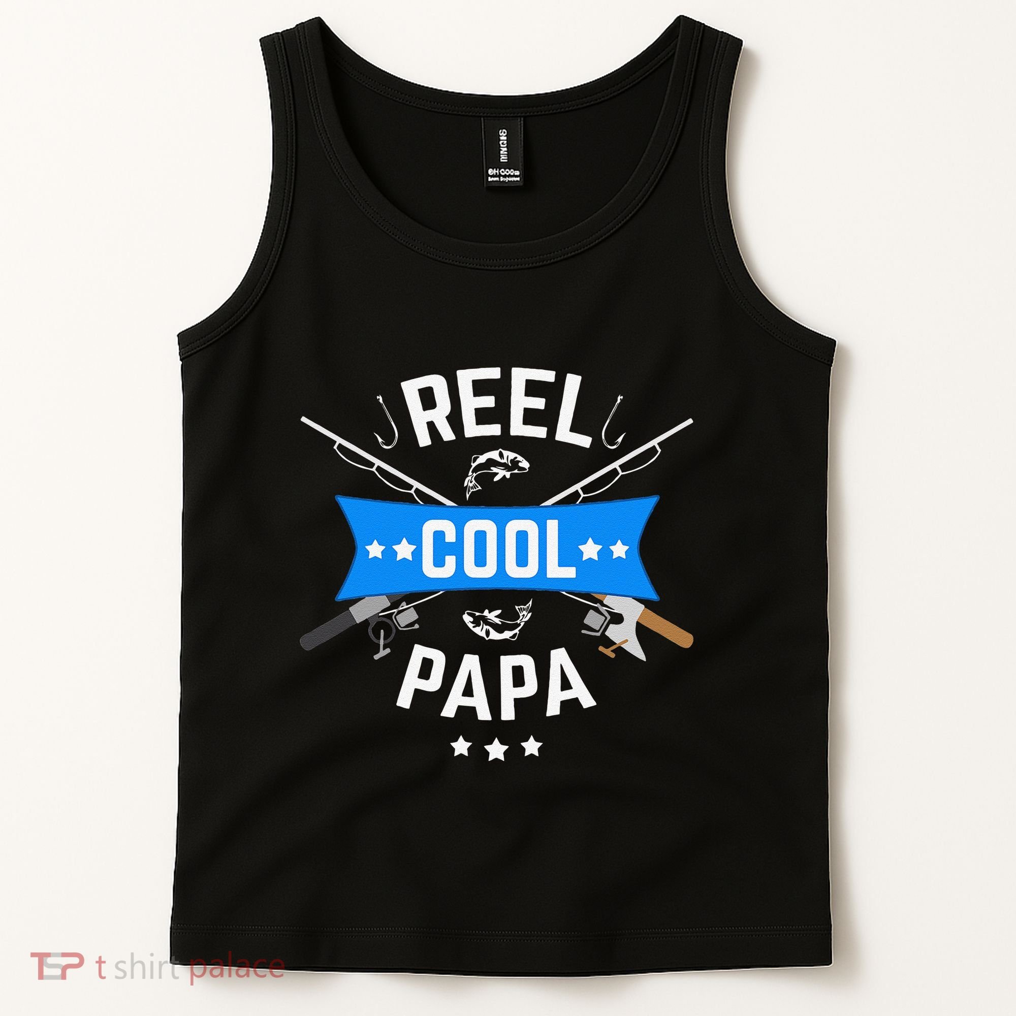 Cute Reel Cool Papa Cute Fishing Dad Birthday Gift Tank Top