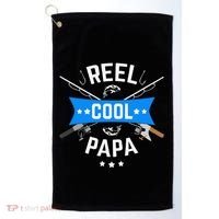 Cute Reel Cool Papa Cute Fishing Dad Birthday Gift Golf Towel thumb 0