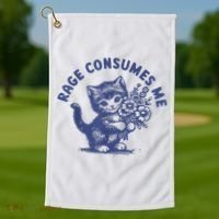 Cat Rage Consumes Me Golf Towel thumb 1