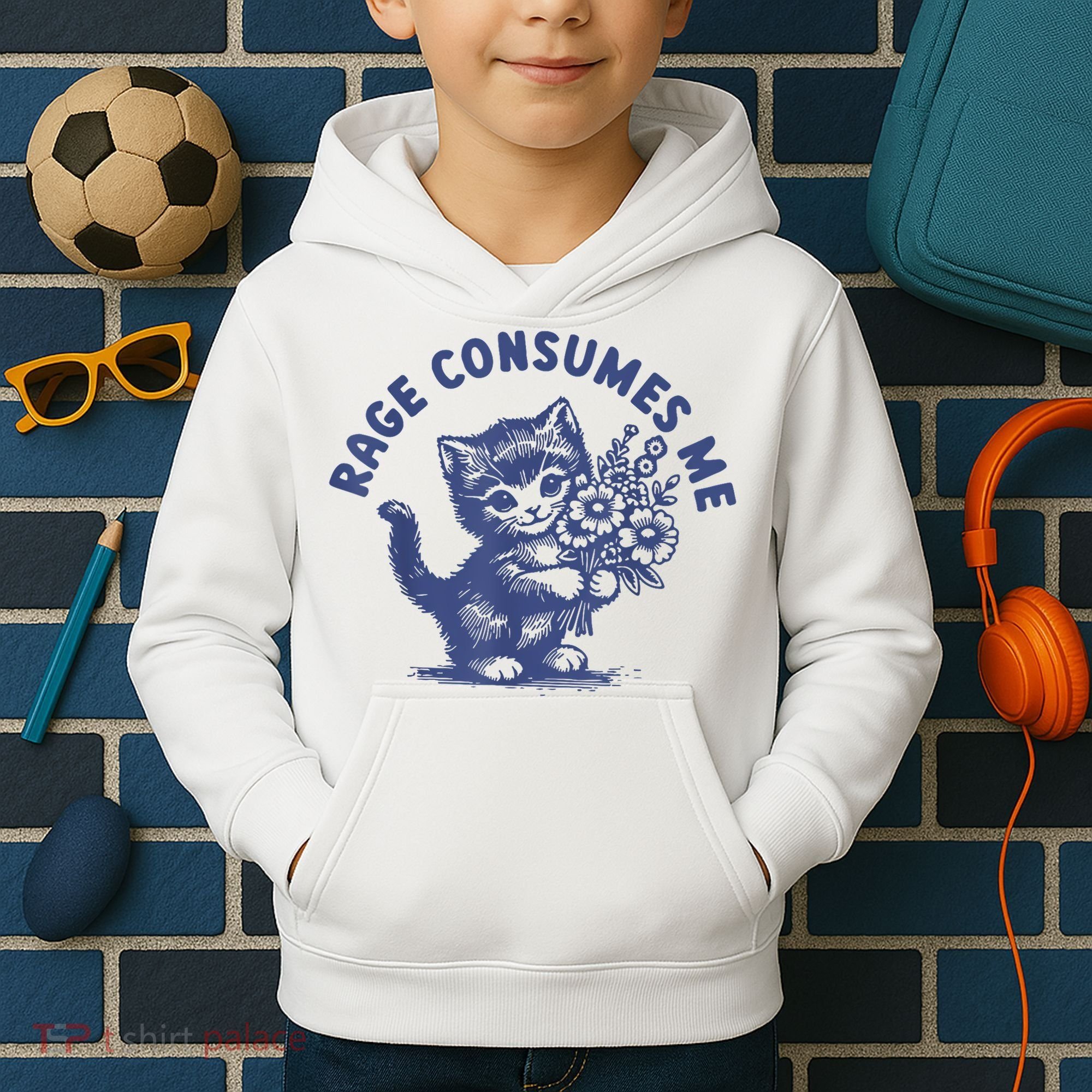 Cat Rage Consumes Me Kids Hoodie
