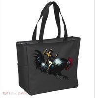 Cowgirl Riding Chicken Funny Retro Rodeo Rooster Tote Bag thumb 2