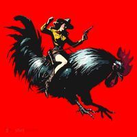 Cowgirl Riding Chicken Funny Retro Rodeo Rooster Santa Hat thumb 1